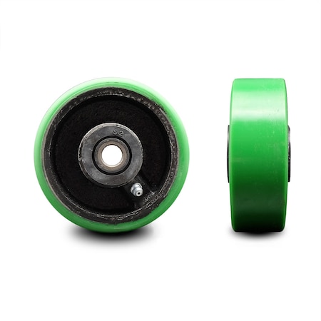 Service Caster SCC-4" Green Poly on Cast Iron Wheel Only w/Roller Bearing-1/2" Bore-700 lb Cpty SCC-PUR420-GB
